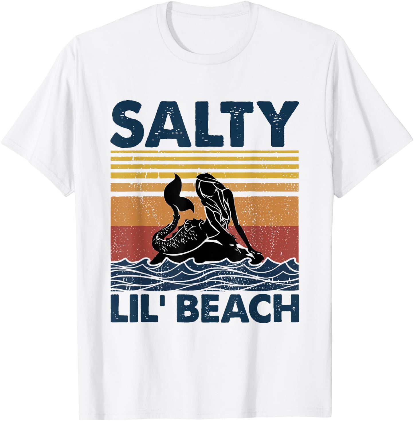 Mermaid Salty Lil' Beach Vintage Funny T-Shirt - T-Shirt | White