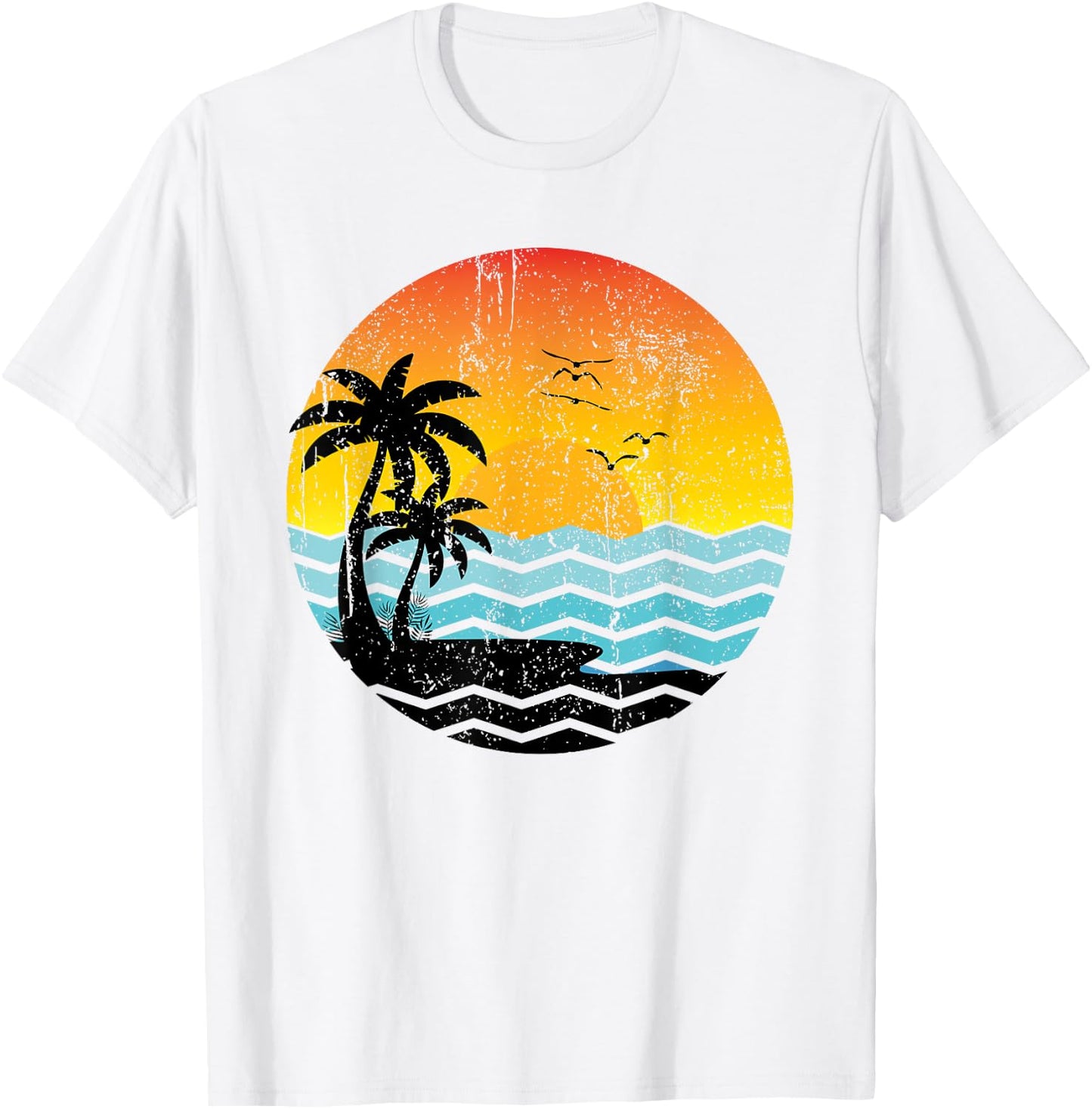Summer Vacation Palm Trees Retro Sunset Tropical Summer Women Kids T-Shirt - T-Shirt | White