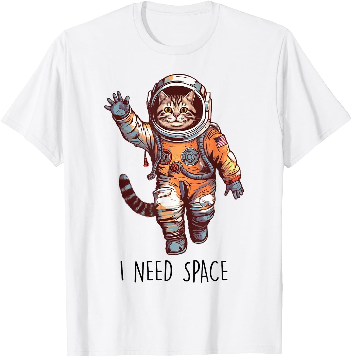 Cat Astronaut, I Need Space Universe Outer Space Kitty Lover T-Shirt - T-Shirt | White