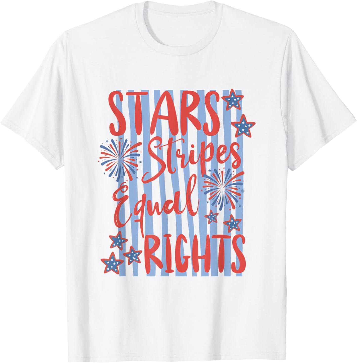 Retro Striped Stars Stripes Equal Rights Liberal 4th of July T-Shirt - T-Shirt | White