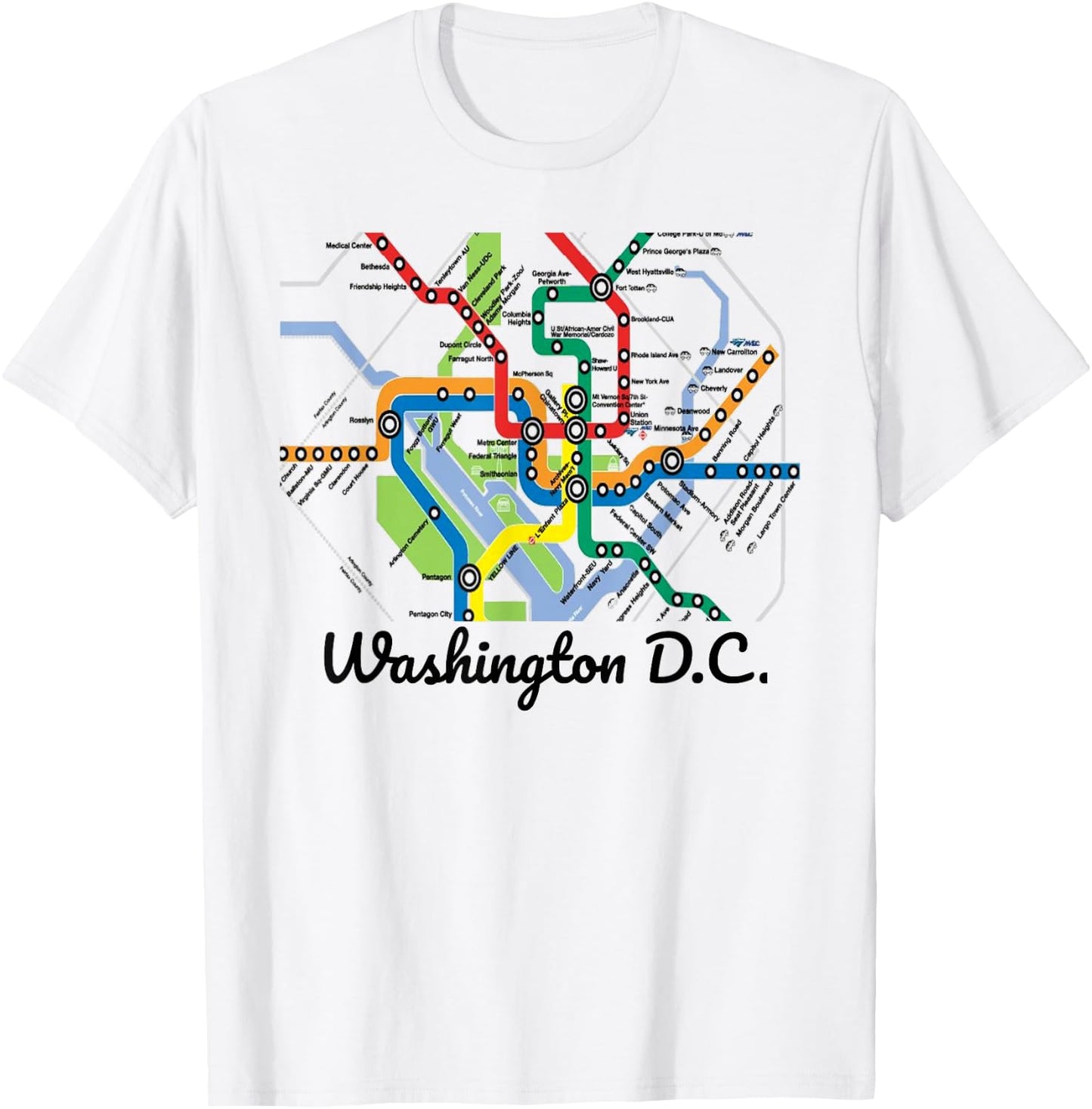 Metro Map of Washington DC Art Gift City Rail Transit Subway T-Shirt - T-Shirt | White