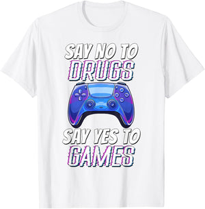 Kids Red Ribbon Week Awareness Say no to Say Yes to Games T-Shirt - T-Shirt | White