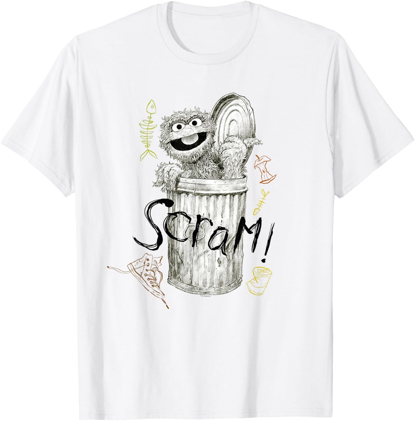 Sesame Street Oscar The Grouch Scram! T-Shirt - T-Shirt | White