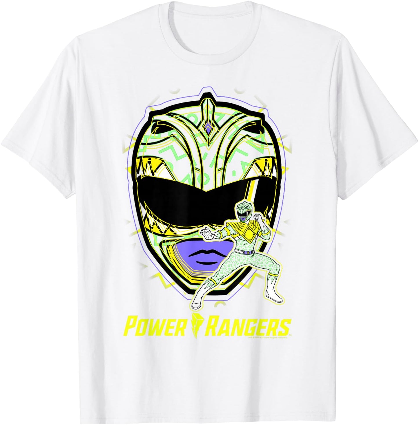Power Rangers Green Ranger Icon Fill Helmet Silhouette T-Shirt - T-Shirt | White