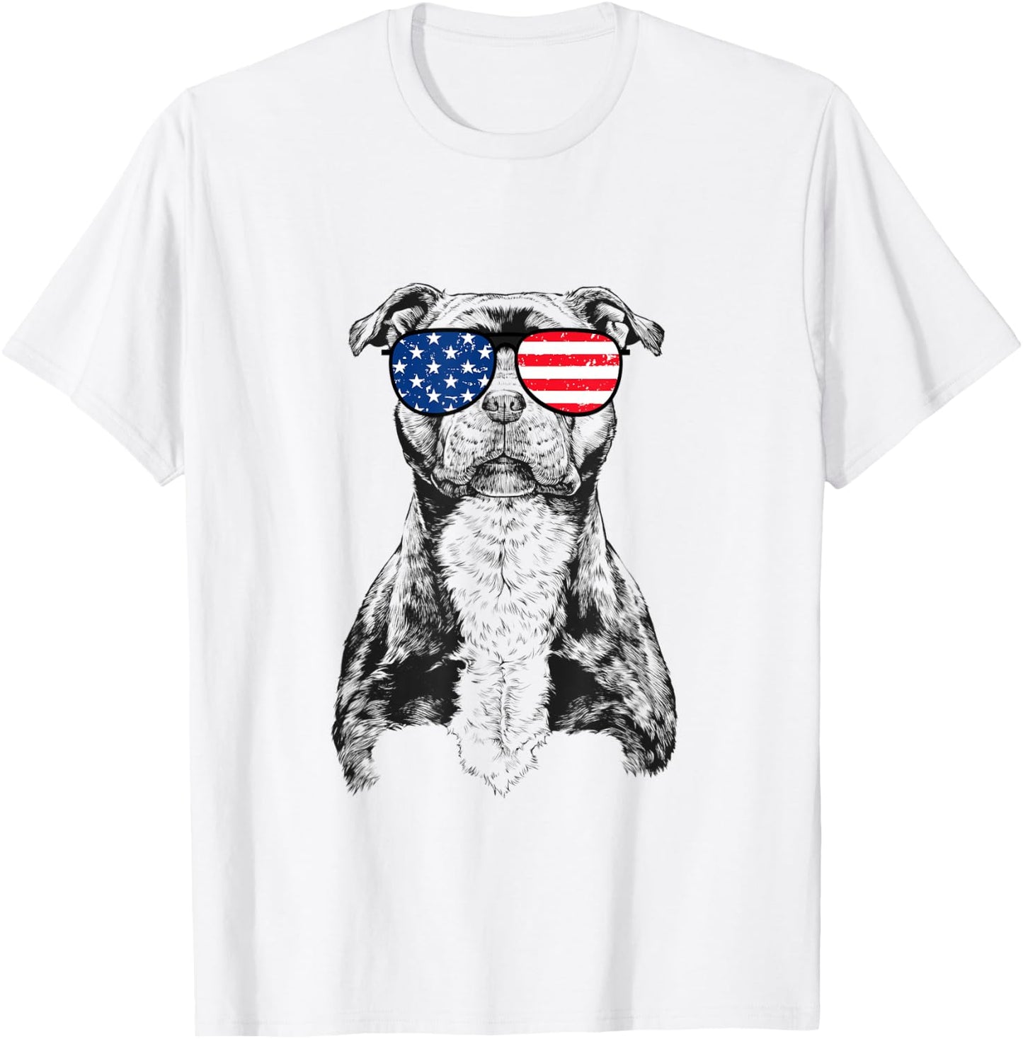4th of July Stafford Staffy Dog Patriotic USA Sunglasses Kids Men T-Shirt - T-Shirt | White