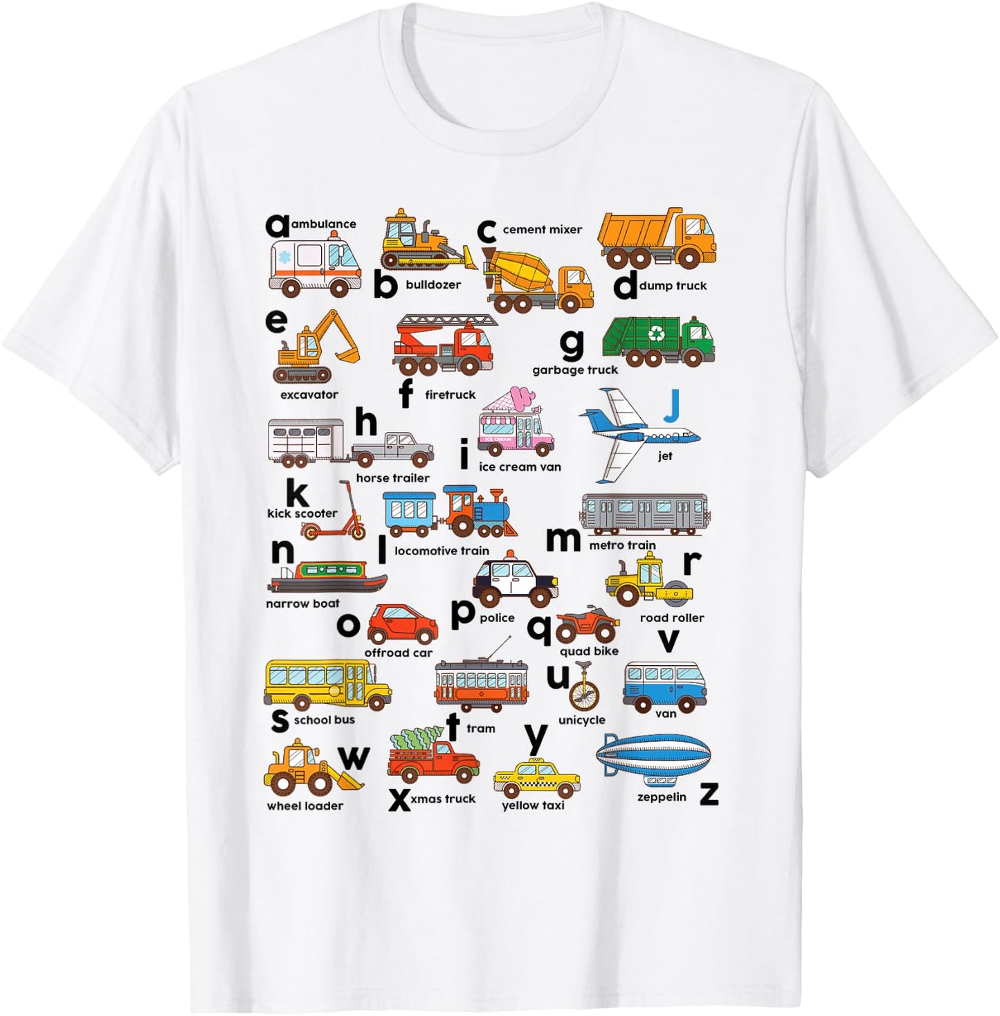 Truck-Shirt Construction Vehicles ABC Boys Men Women Toddler T-Shirt - T-Shirt | White