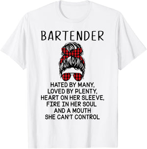 Bartender Hated By Many Loved By Plenty T-Shirt - T-Shirt | White