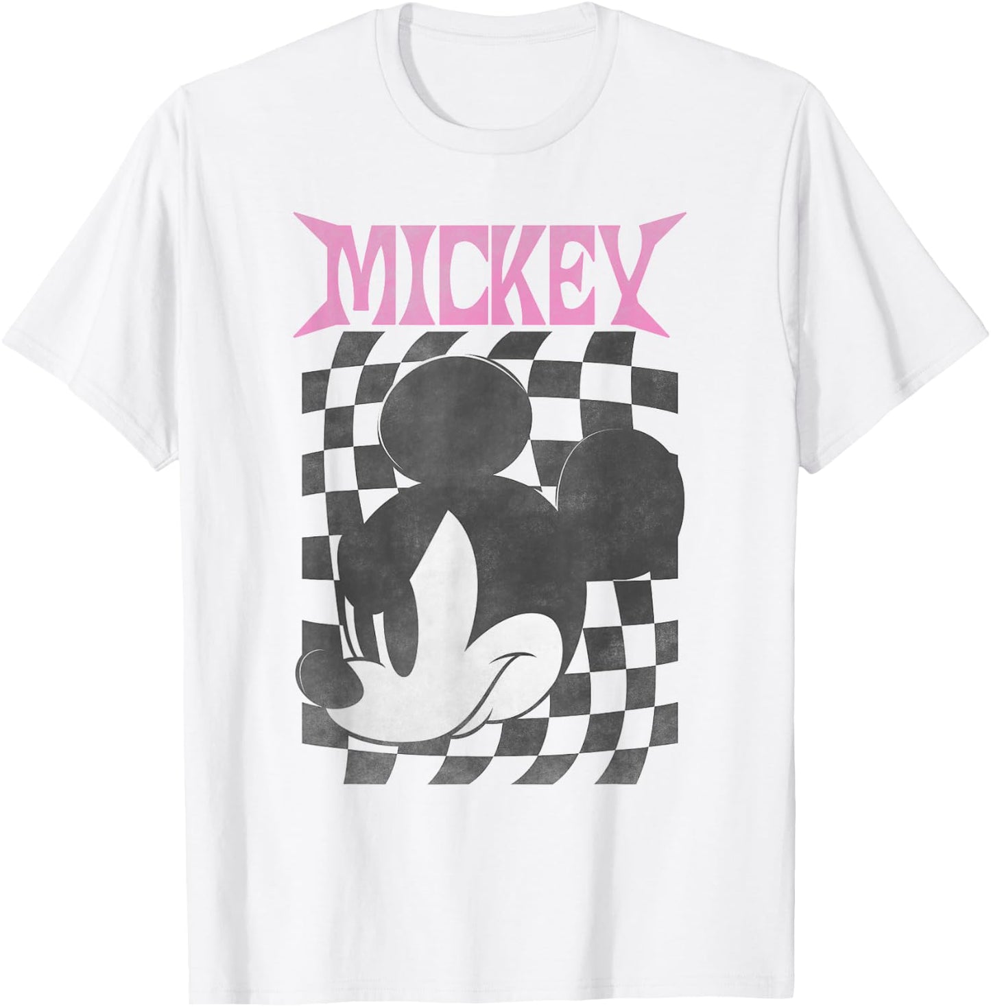 Disney Mickey Classic Mickey Checkered Poster T-Shirt - T-Shirt | White