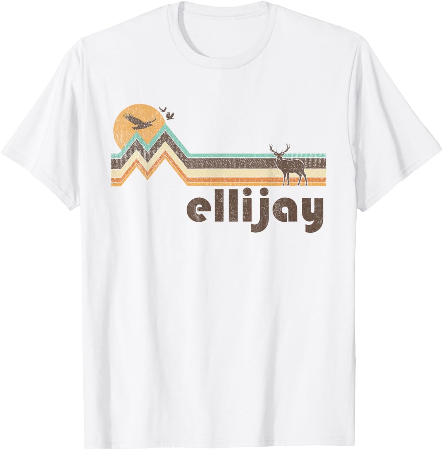 Ellijay Georgia 70s 80s Retro Style Vintage Distressed Gift T-Shirt - T-Shirt | White