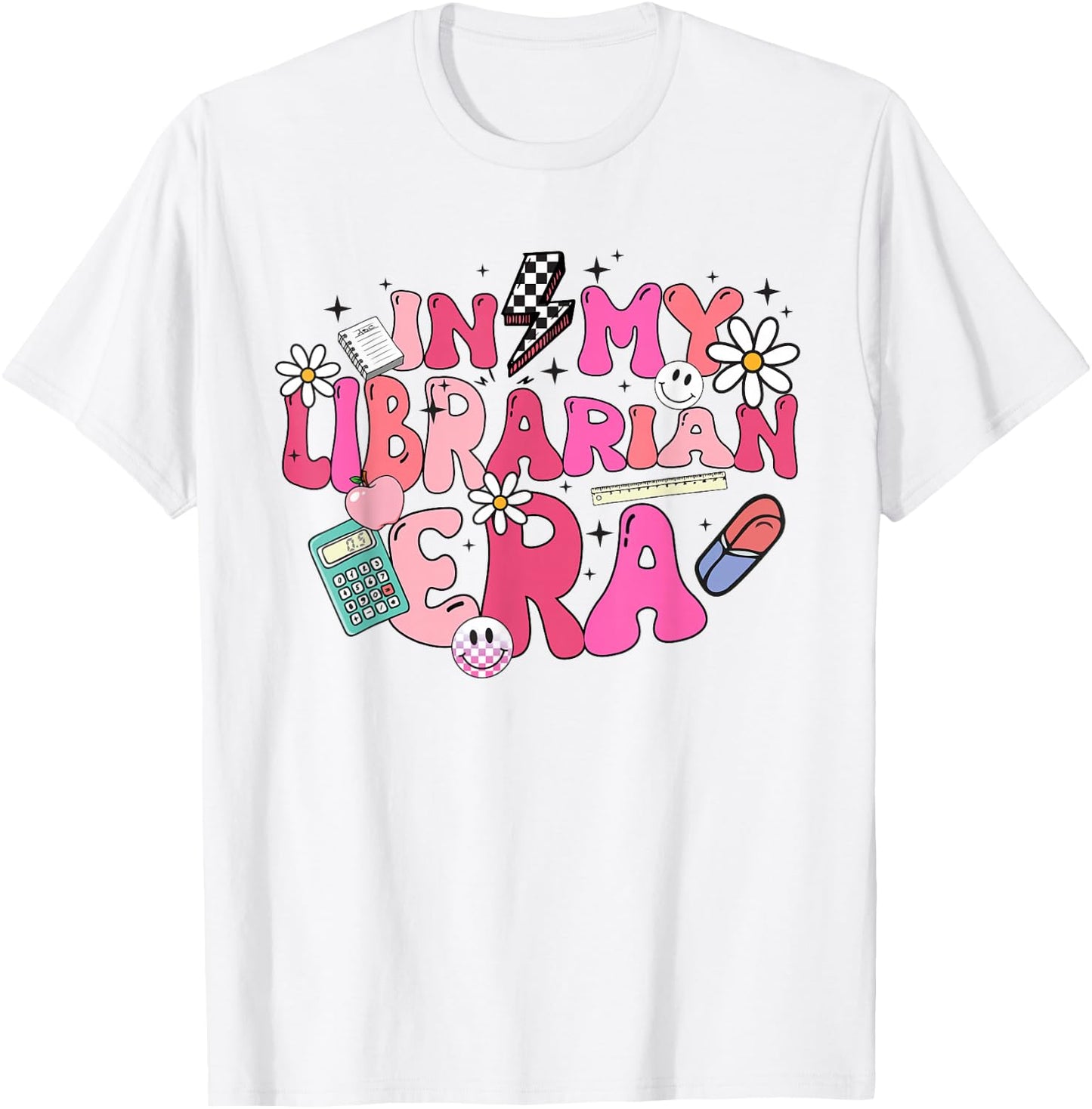 Retro Groovy In My Librarian Era Happy Back To School T-Shirt - T-Shirt | White