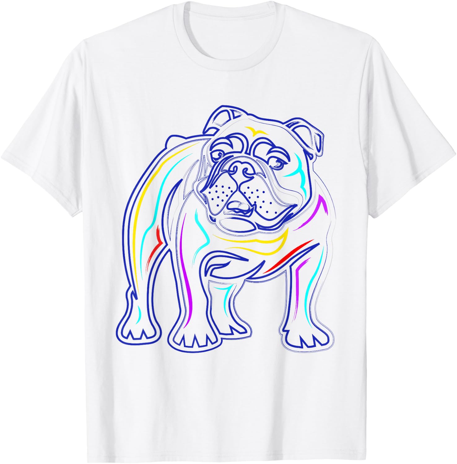 English Bulldog Lovers Shirts | Line Drawing Artsy Bulldog T-Shirt - T-Shirt | White