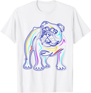 English Bulldog Lovers Shirts | Line Drawing Artsy Bulldog T-Shirt - T-Shirt | White