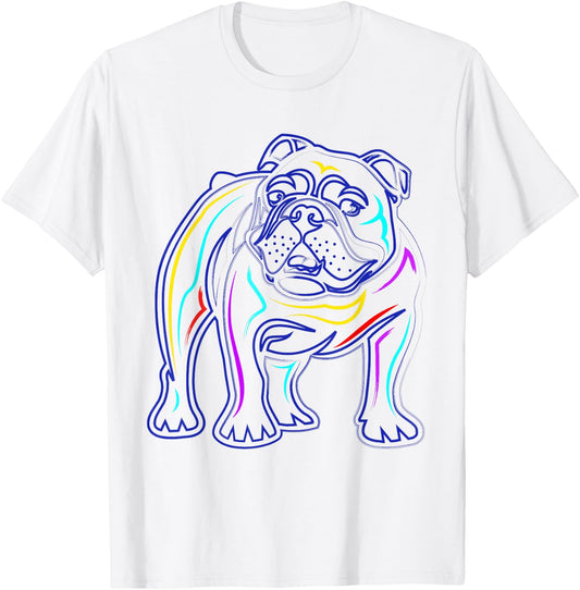 English Bulldog Lovers Shirts | Line Drawing Artsy Bulldog T-Shirt - T-Shirt | White