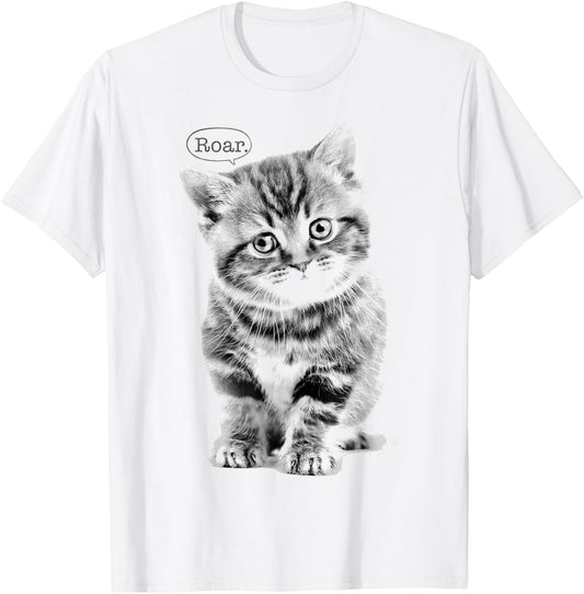 Trendy Roar Kitten Text Bubble Animal Humour T-Shirt - T-Shirt | White