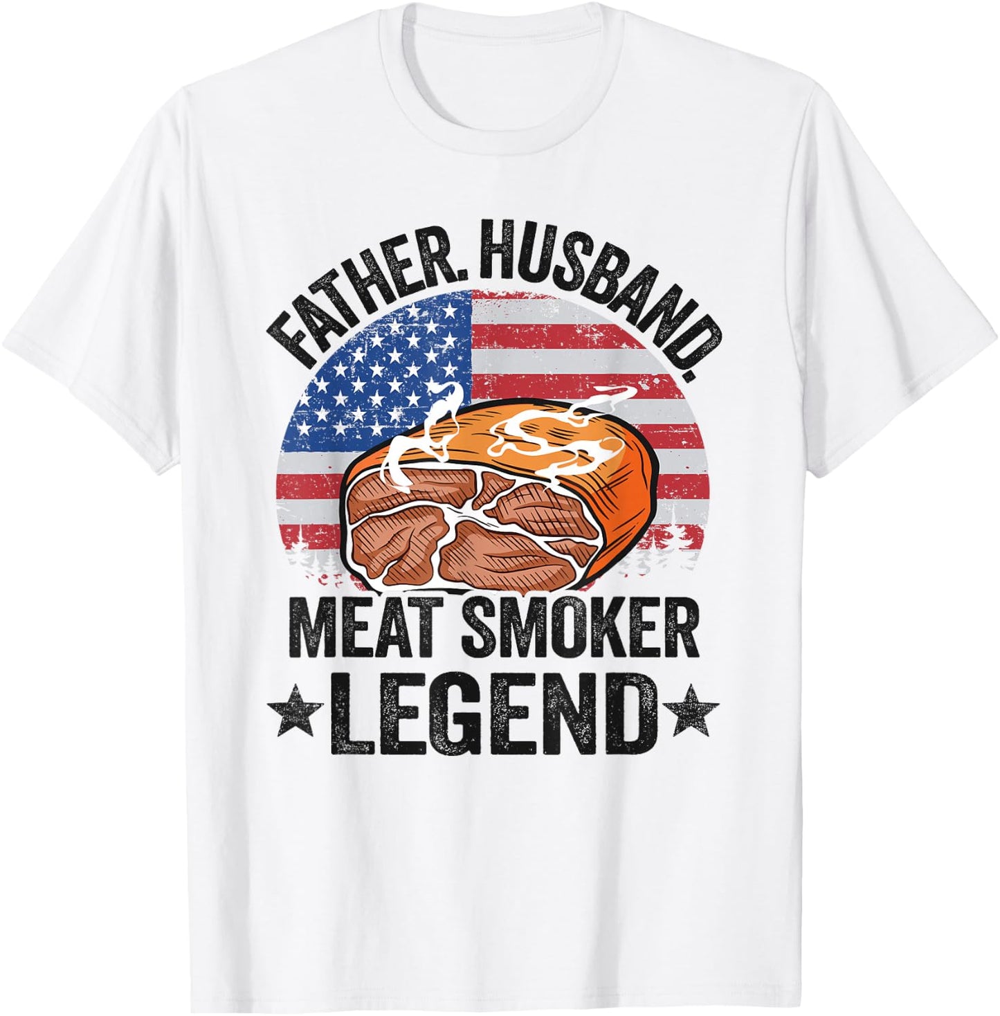 Father Husband Meat Smoker Legend Brisket Dad Meat Smoking T-Shirt - T-Shirt | White