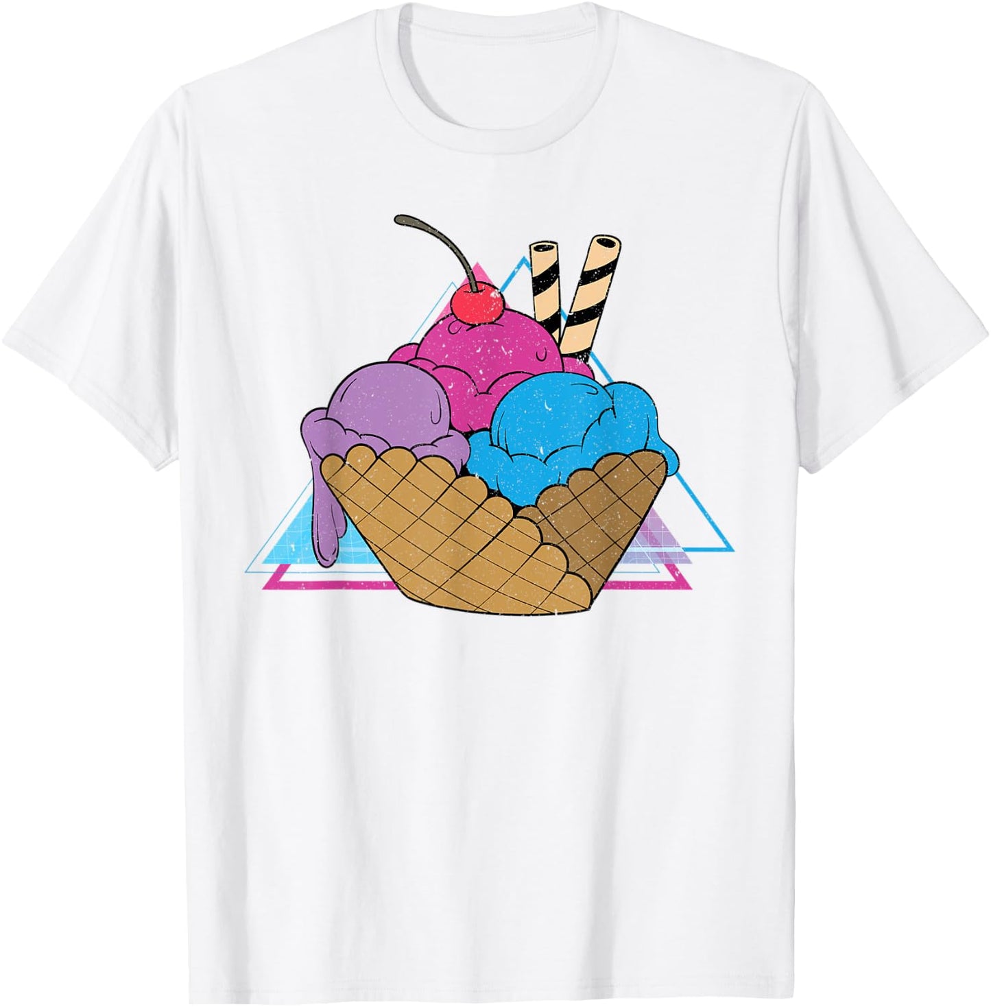 Ice Cream Lover 80s Vaporwave Art Summer Sweets Ice Cream Women Kids T-Shirt - T-Shirt | White