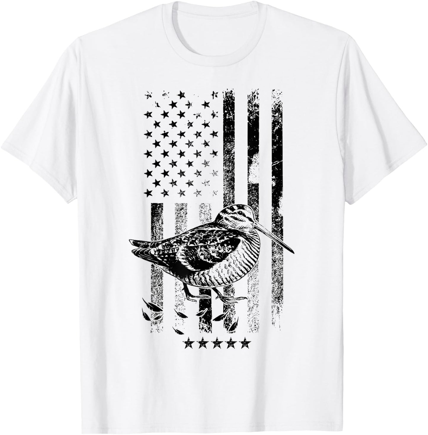 USA American Flag Hunters - Hunting Woodcock Bird T-Shirt - T-Shirt | White