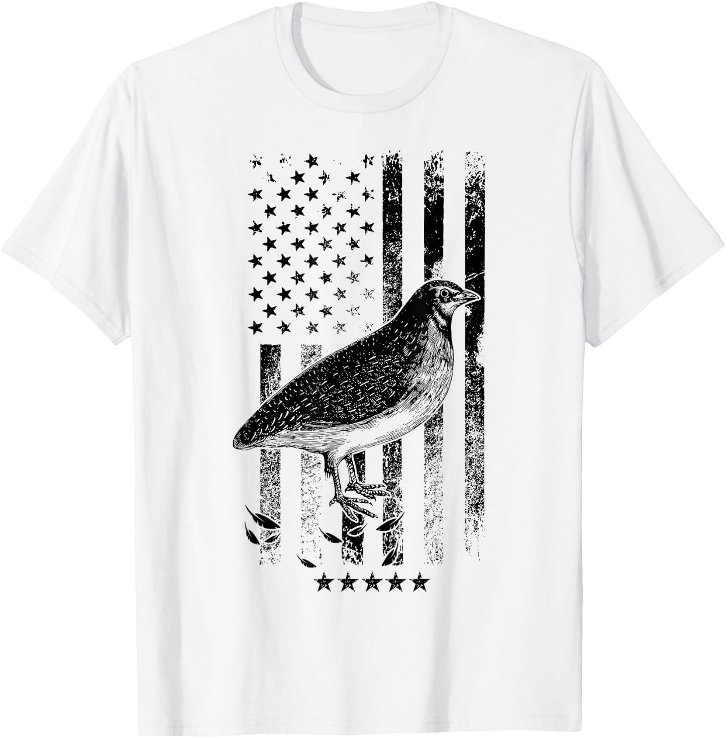 USA American Flag Hunters - Hunting Quail Bird T-Shirt - T-Shirt | White