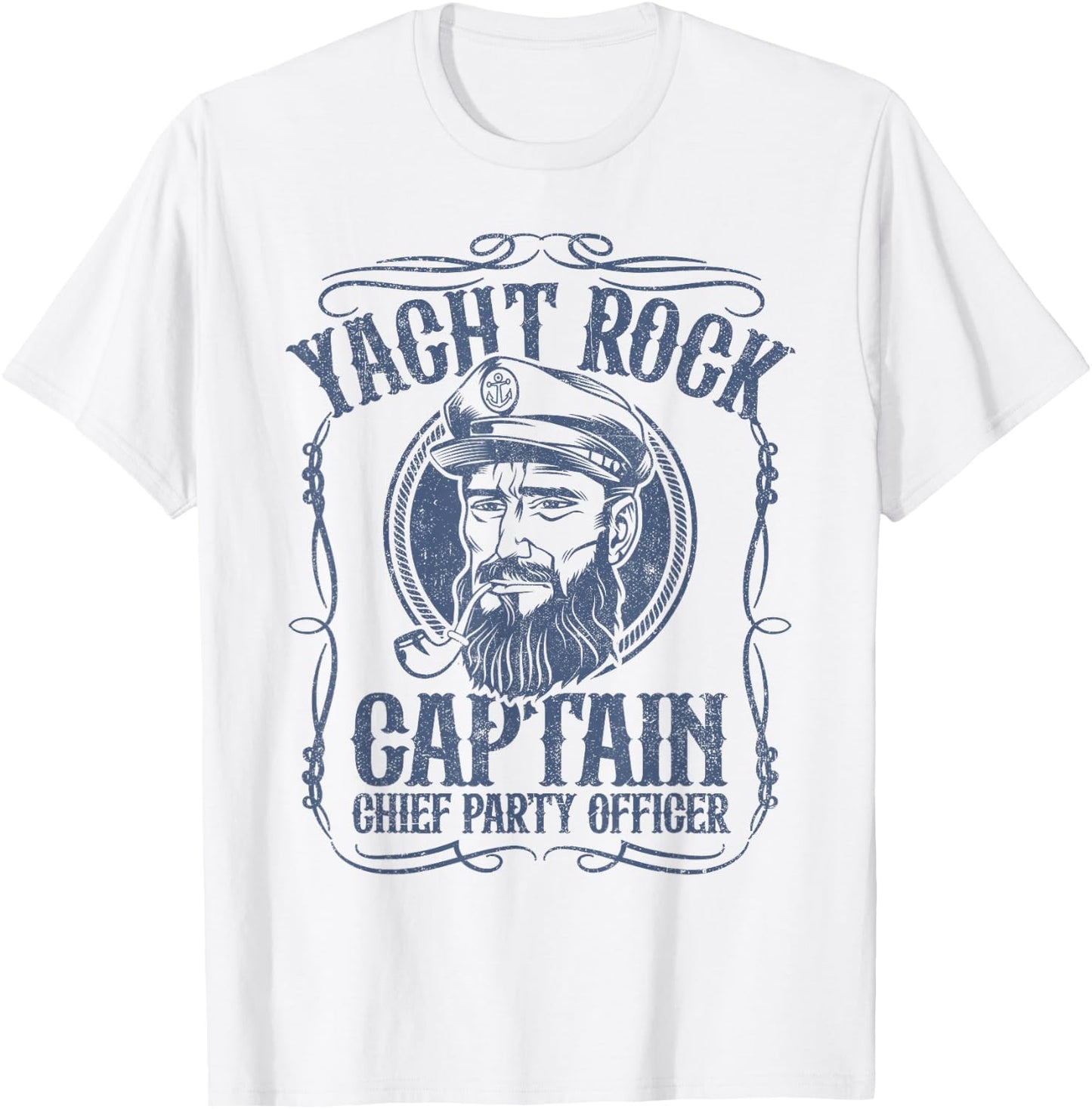 Funny Yacht Rock Captain Pontoon Boat Party Music Boating T-Shirt - T-Shirt | White