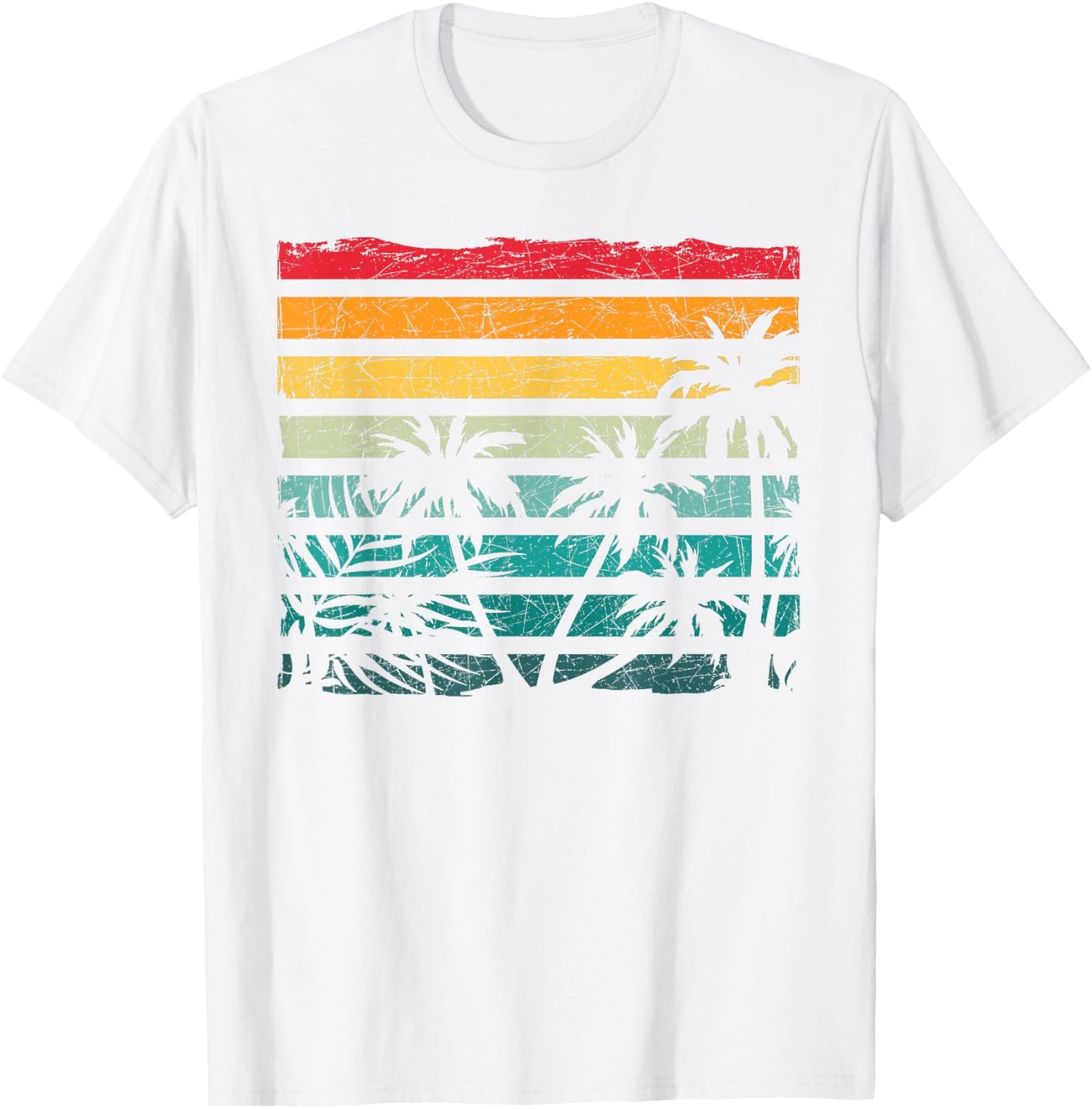 Retro Coconut Palm Trees Beach Exotic Tropical Summer T-Shirt - T-Shirt | White
