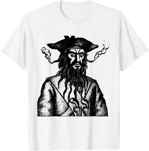Blackbeard Pirate Captain Buccaneer Edward Teach Scary T-Shirt - T-Shirt | White
