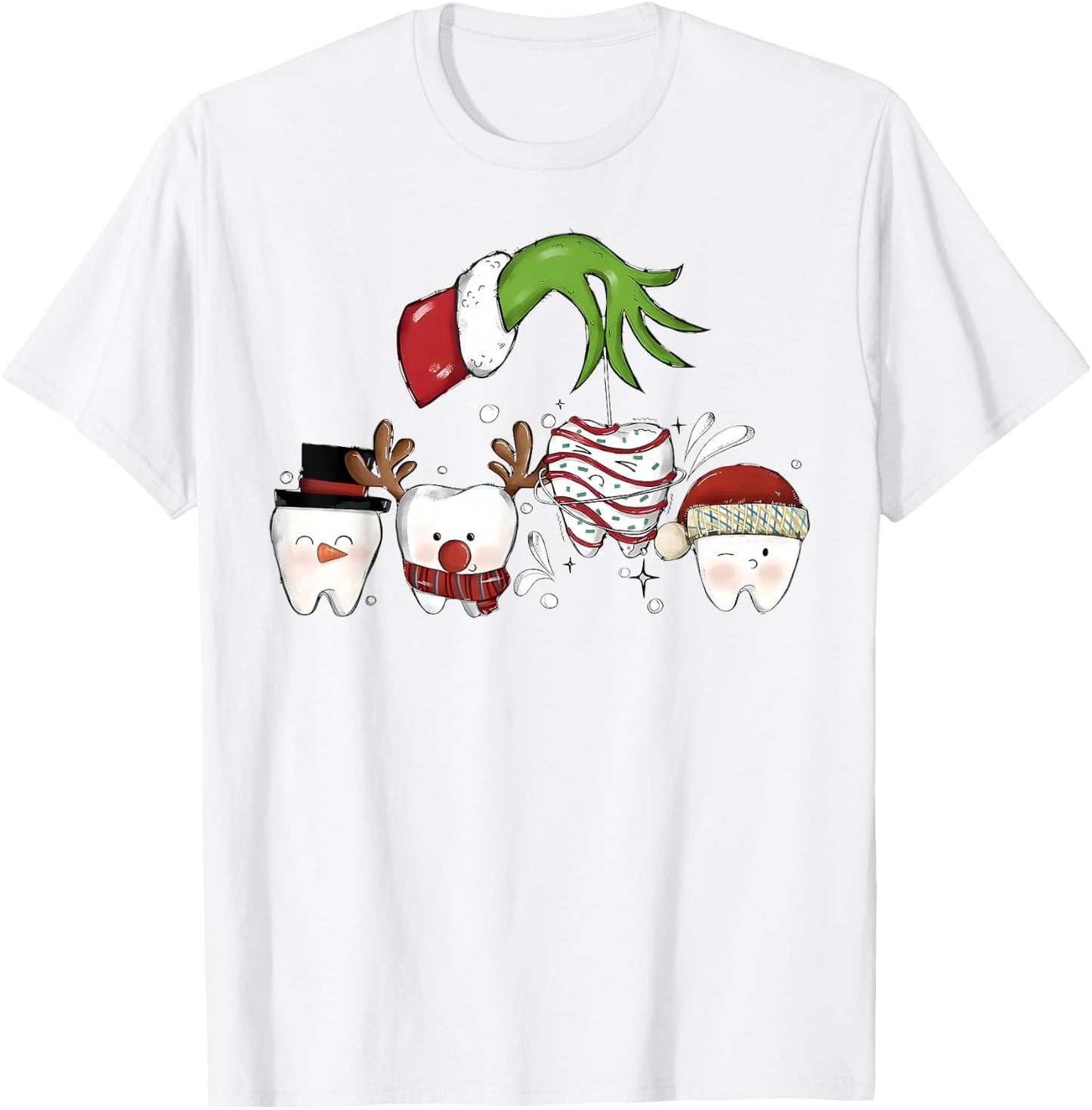 Christmas Teeth Dentist Xmas Reindeer Santa Holiday Pajamas T-Shirt - T-Shirt | White