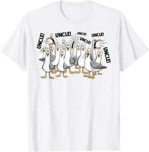 Funny Seagull Uncle Meme Shirt Loud Uncle Calling Ocean Life T-Shirt - T-Shirt | White