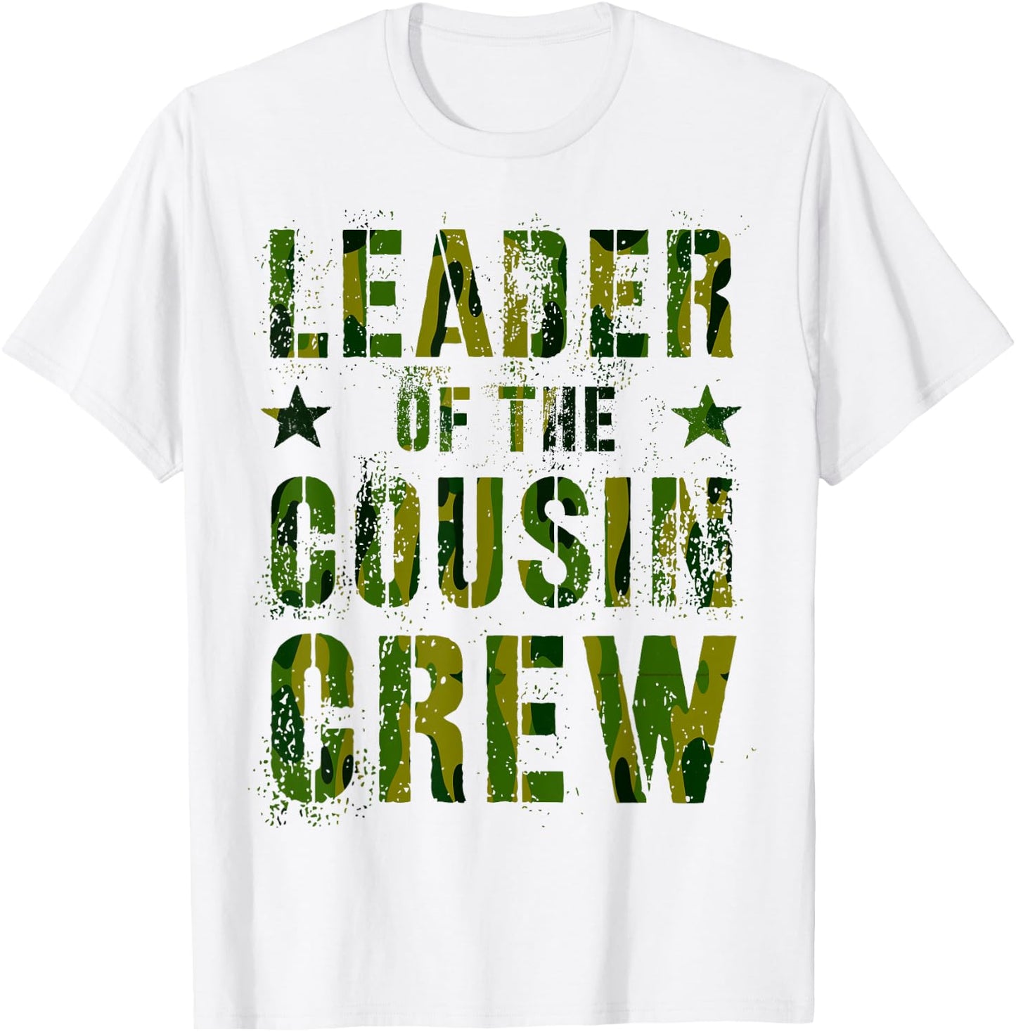 LEADER OF THE COUSIN CREW Funny Grandma Grandpa Camp Camo T-Shirt - T-Shirt | White