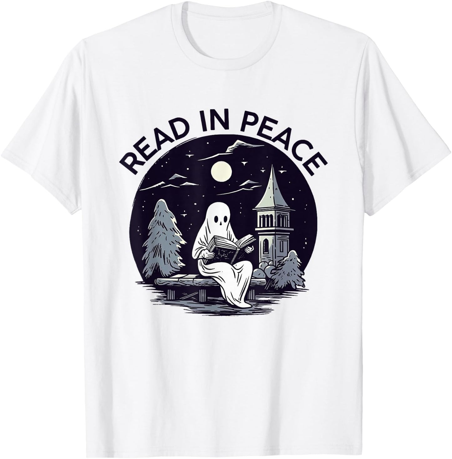 Read In Peace Ghost Halloween Librarian Spooky Season T-Shirt - T-Shirt | White