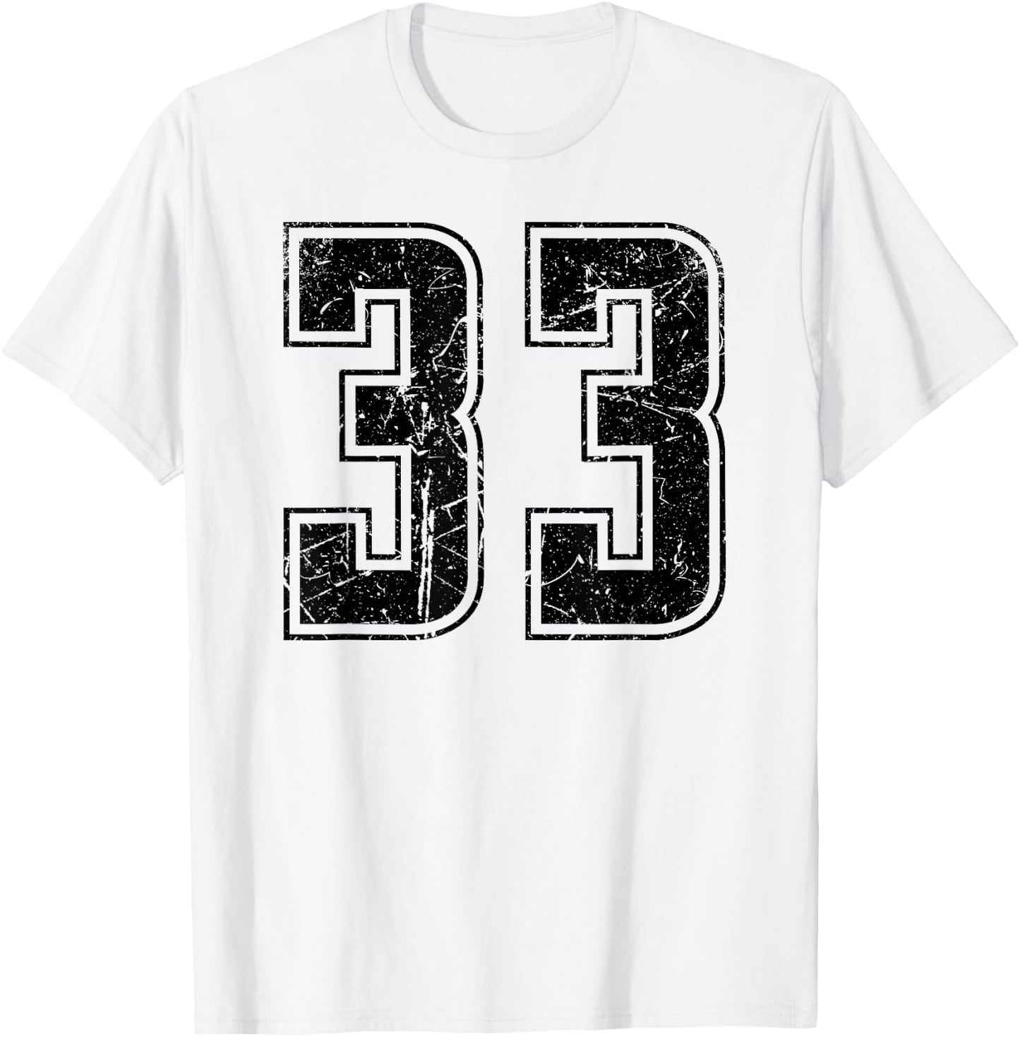Number 33 Distressed Grunge Vintage Jersey Team Fan T-Shirt - T-Shirt | White