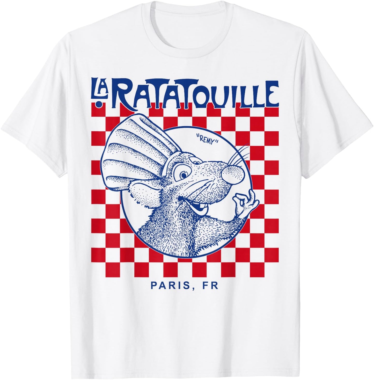Disney Pixar Ratatouille Remy Paris Checkerboard Vintage T-Shirt - T-Shirt | White