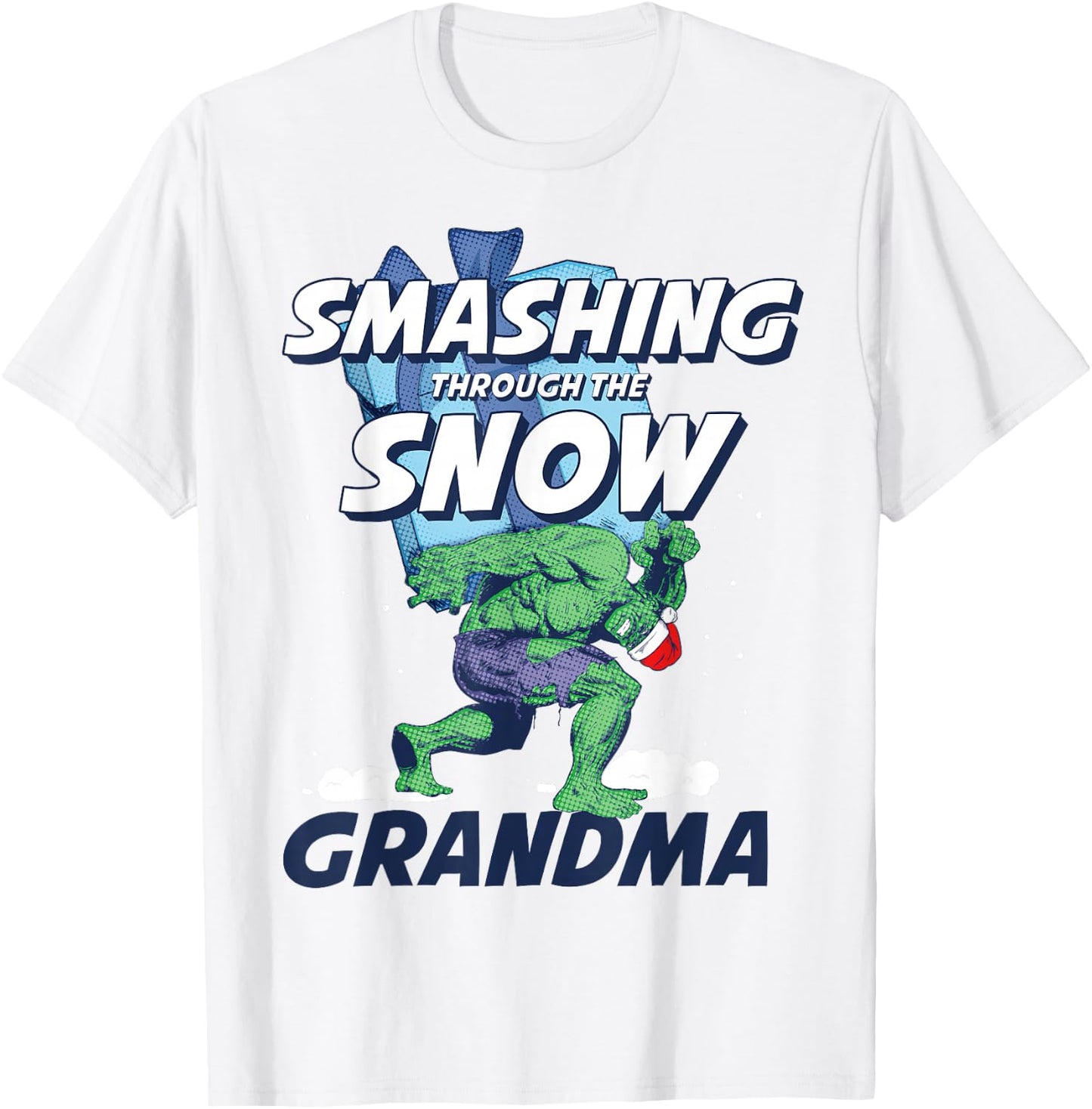 Marvel Hulk Smashing Snow Christmas Grandma T-Shirt - T-Shirt | White