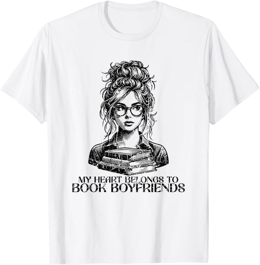 Book Lover - Bent Over a Book Funny T-Shirt - T-Shirt | White