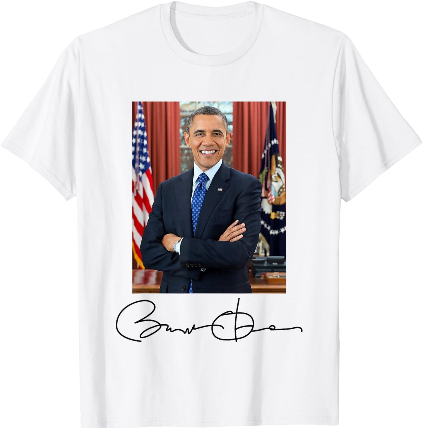 President Barack Obama Signature and Portrait T-Shirt - T-Shirt | White