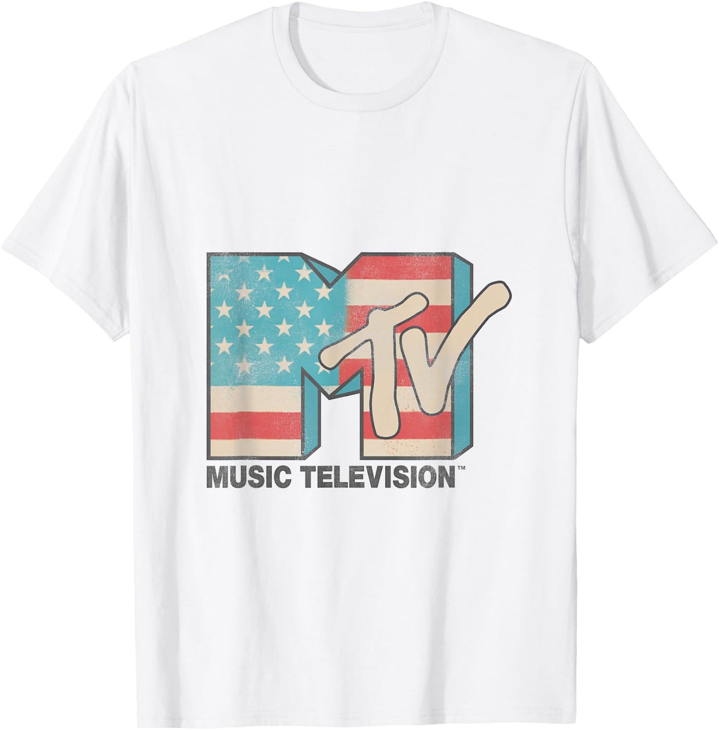 MTV American Flag Logos T- Shirts T-Shirt - T-Shirt | White