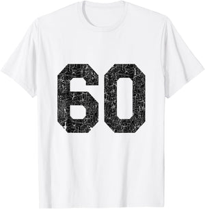 #60 Jersey Uniform Varsity Sports Number, 60th Birthday T-Shirt - T-Shirt | White
