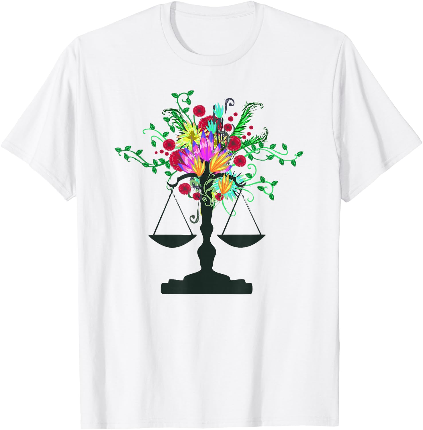 Scales of Justice Flowers Design Female Lawyers Law Student T-Shirt - T-Shirt | White