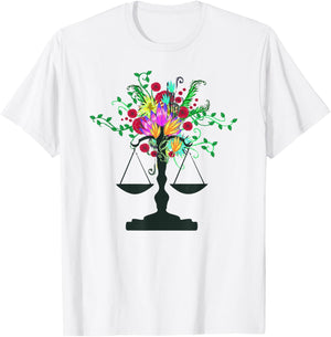 Scales of Justice Flowers Design Female Lawyers Law Student T-Shirt - T-Shirt | White