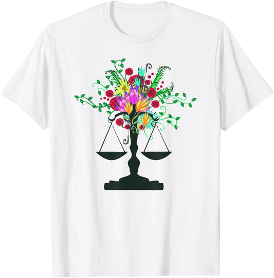 Scales of Justice Flowers Design Female Lawyers Law Student T-Shirt - T-Shirt | White