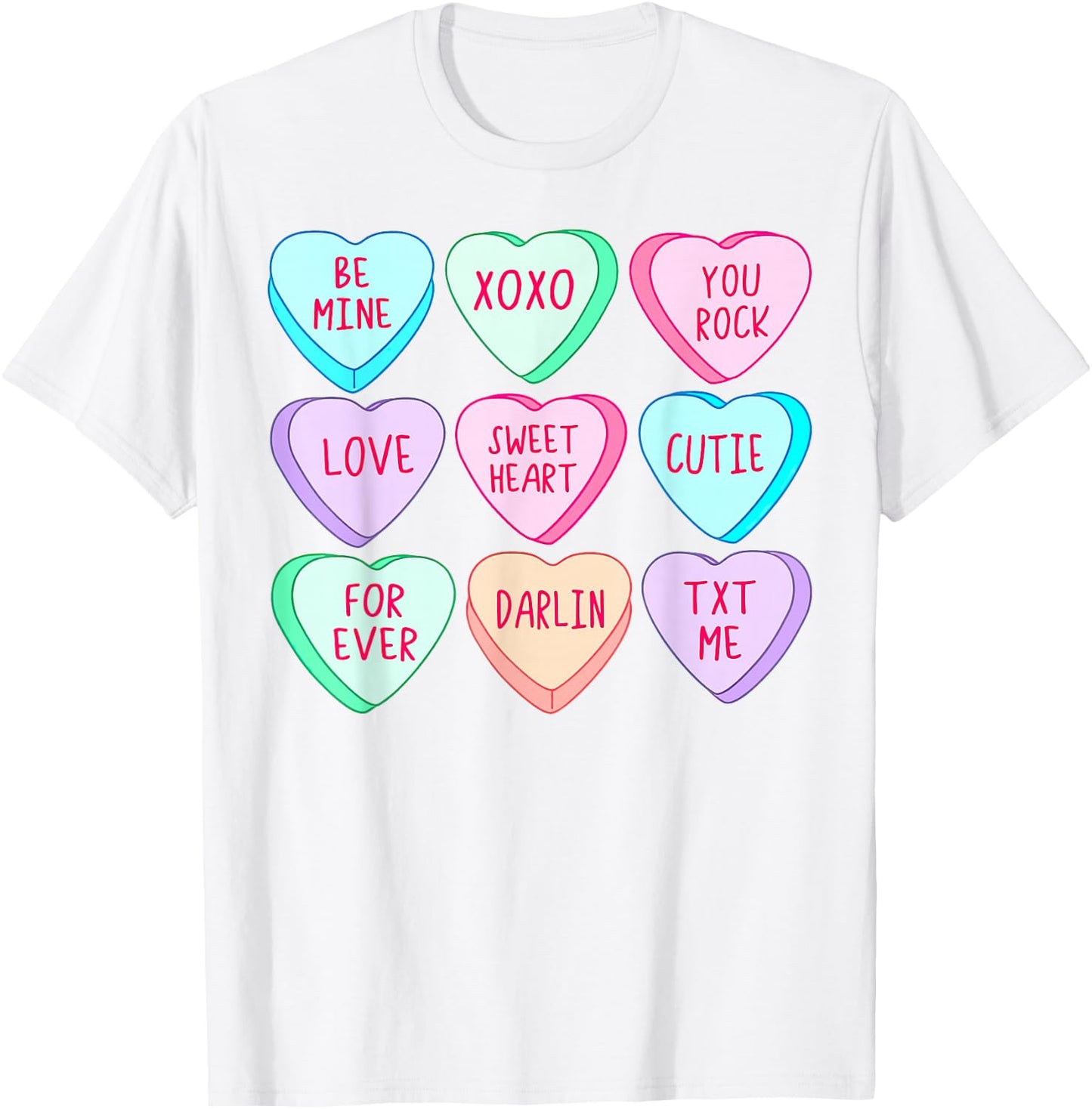 Candy Sweet Hearts Love Valentines Day Girls T-Shirt - T-Shirt | White