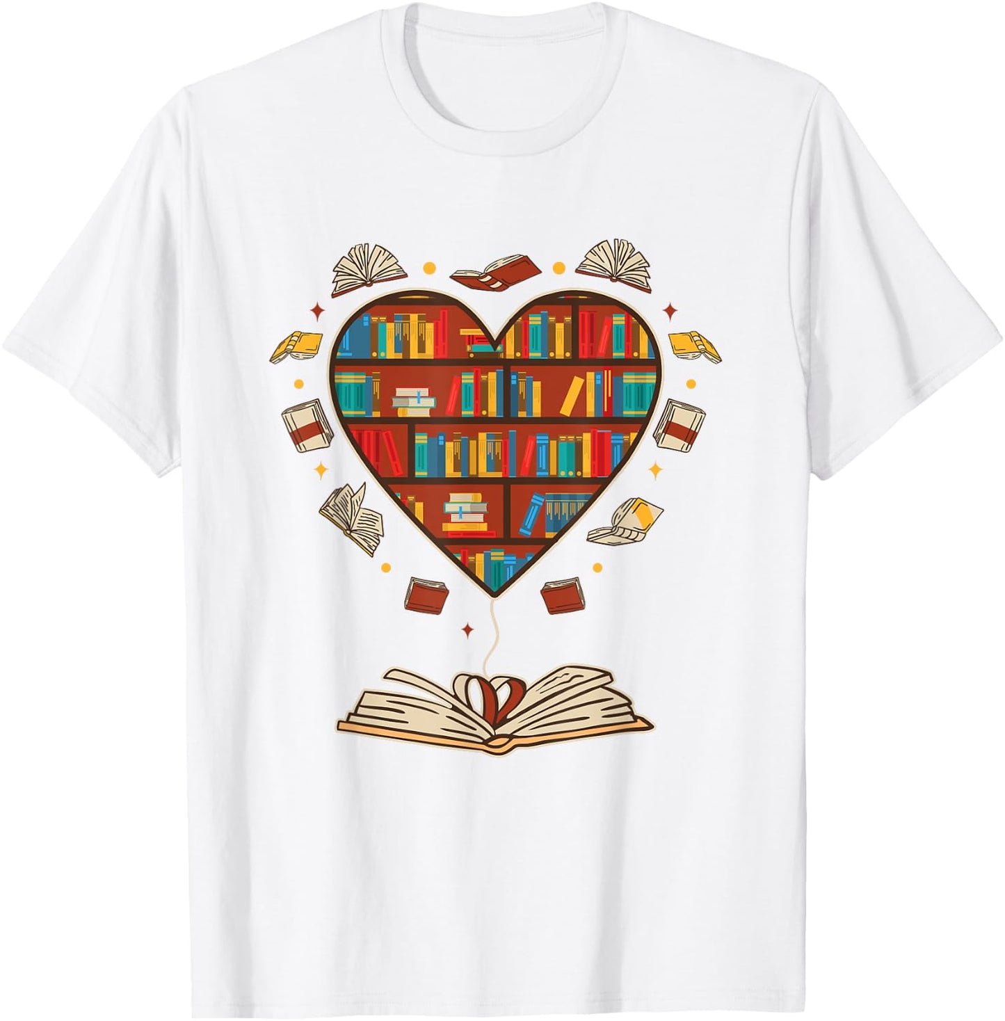 Heart Shape Librarian Themed Book Club Reading Book Lovers T-Shirt - T-Shirt | White