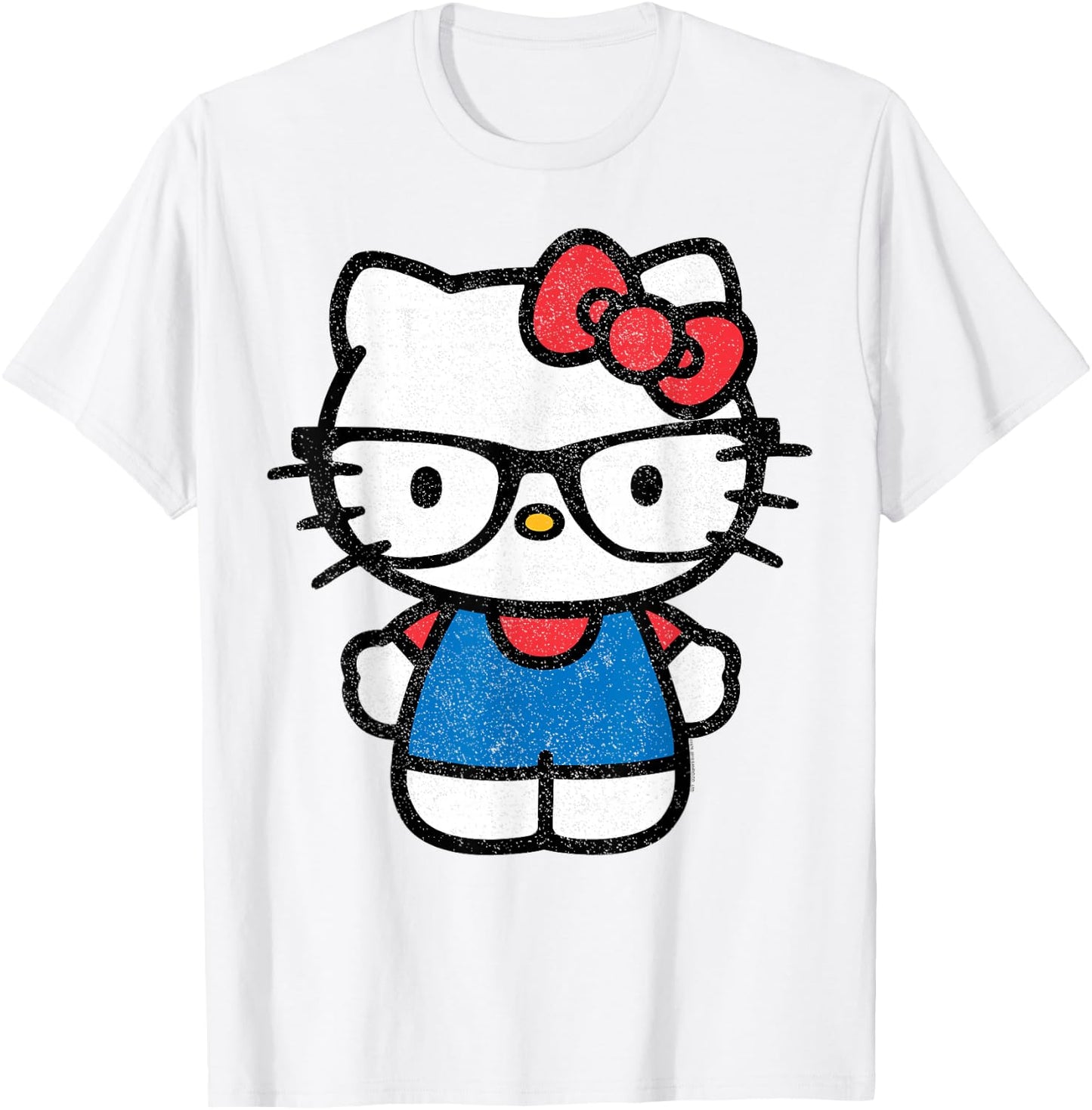 Hello Kitty Distressed Nerd Glasses Shirt T-Shirt - T-Shirt | White
