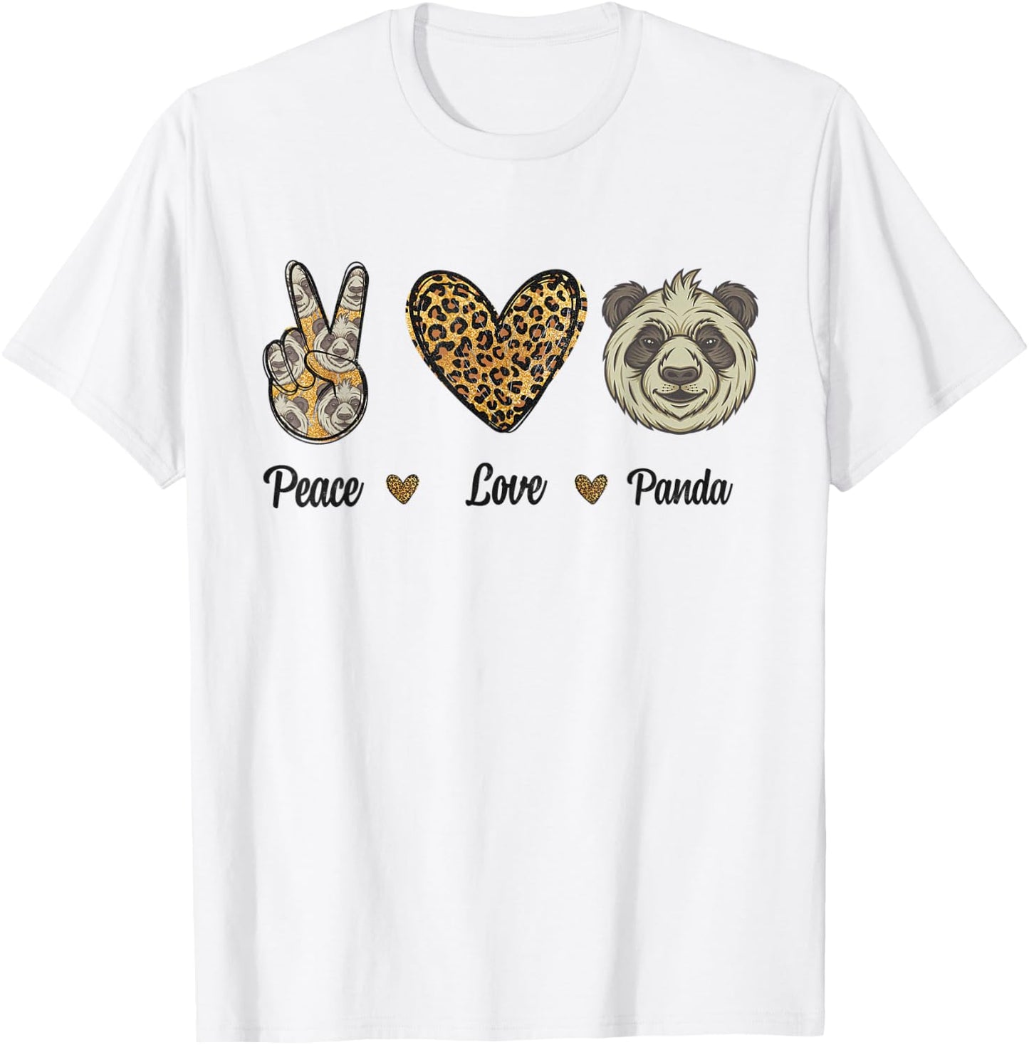 Peace Love Panda Leopard Wild Animals Lovers Men Women Kids T-Shirt - T-Shirt | White