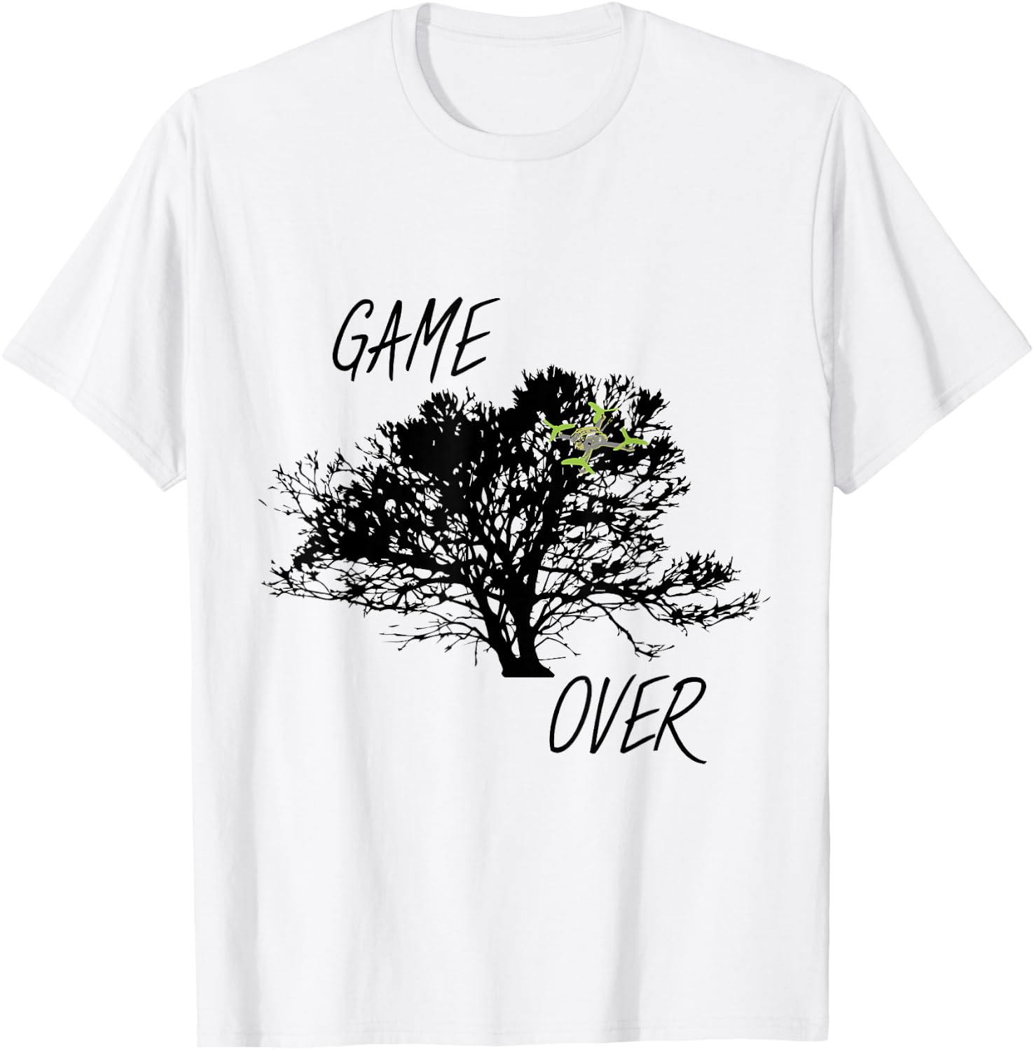 FPV Drone in tree game over T-Shirt - T-Shirt | White