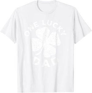 One Lucky Dad Shirt Funny Men Vintage St Patricks Day T-Shirt - T-Shirt | White