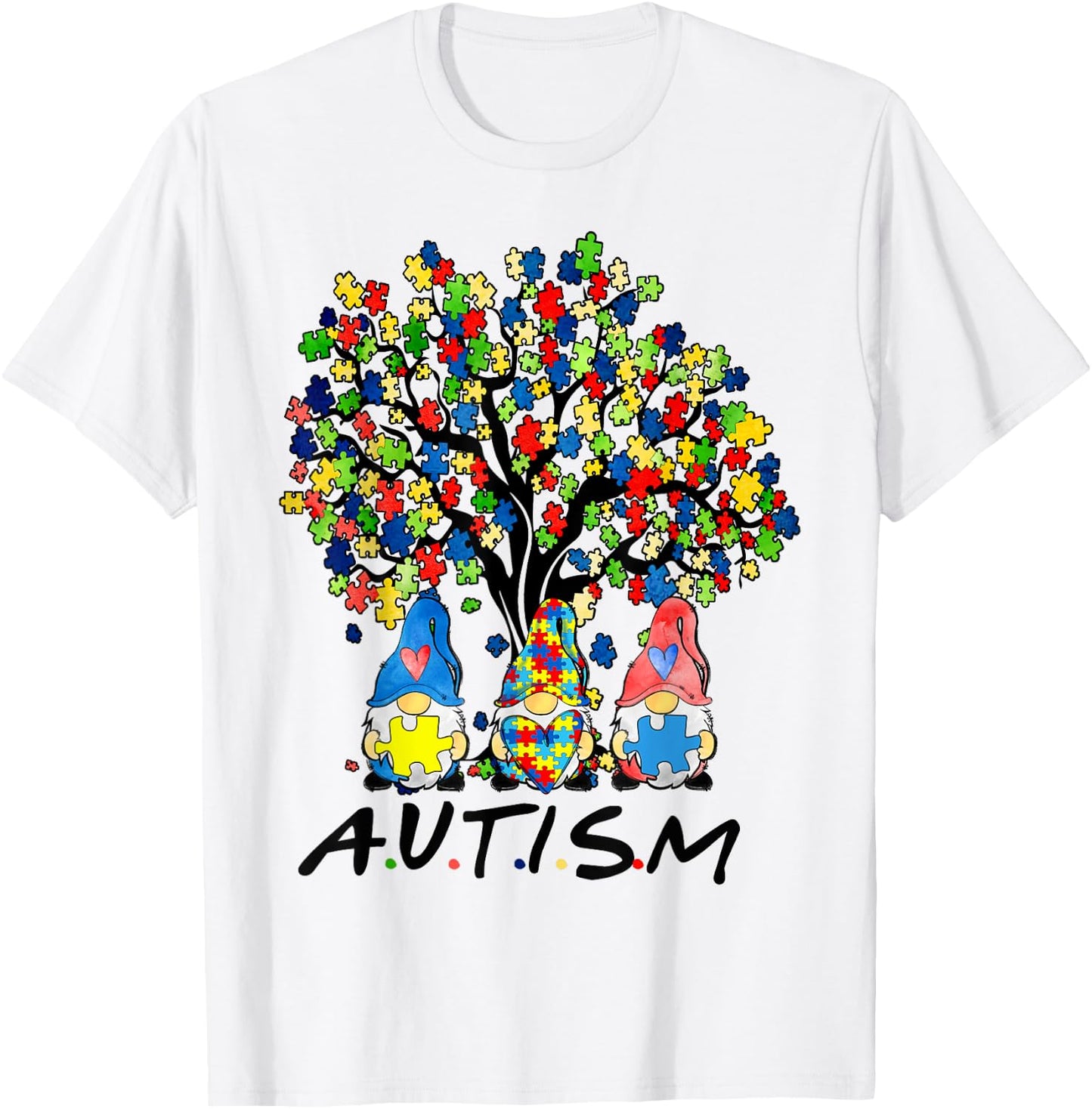 Autism Gnome Awareness Gnomes Men Women Boys Girls Tree T-Shirt - T-Shirt | White