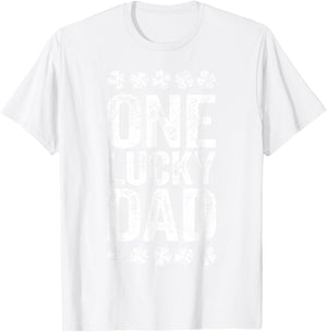 One Lucky Dad Shirt Funny Daddy Men Vintage St Patricks Day T-Shirt - T-Shirt | White