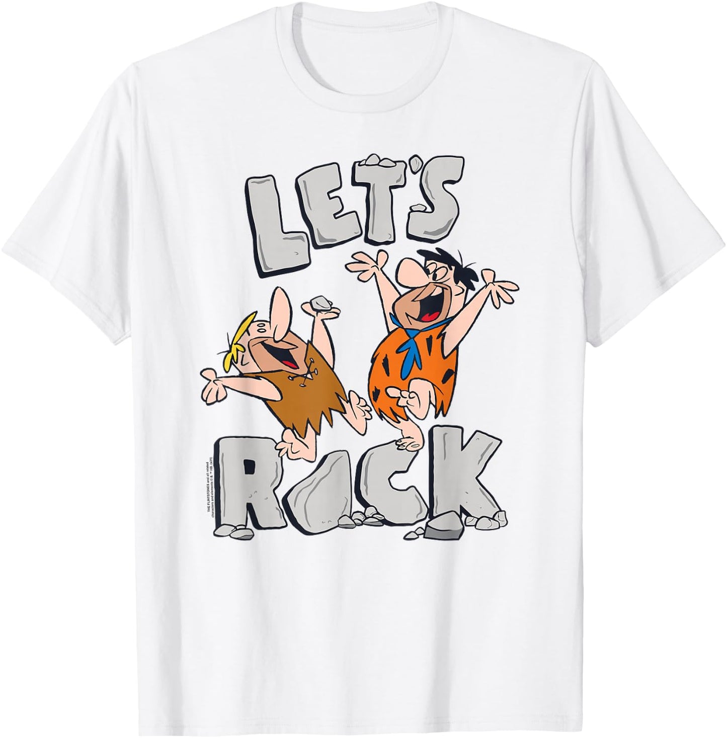 The Flintstones Fred Barney Let's Rock T-Shirt - T-Shirt | White