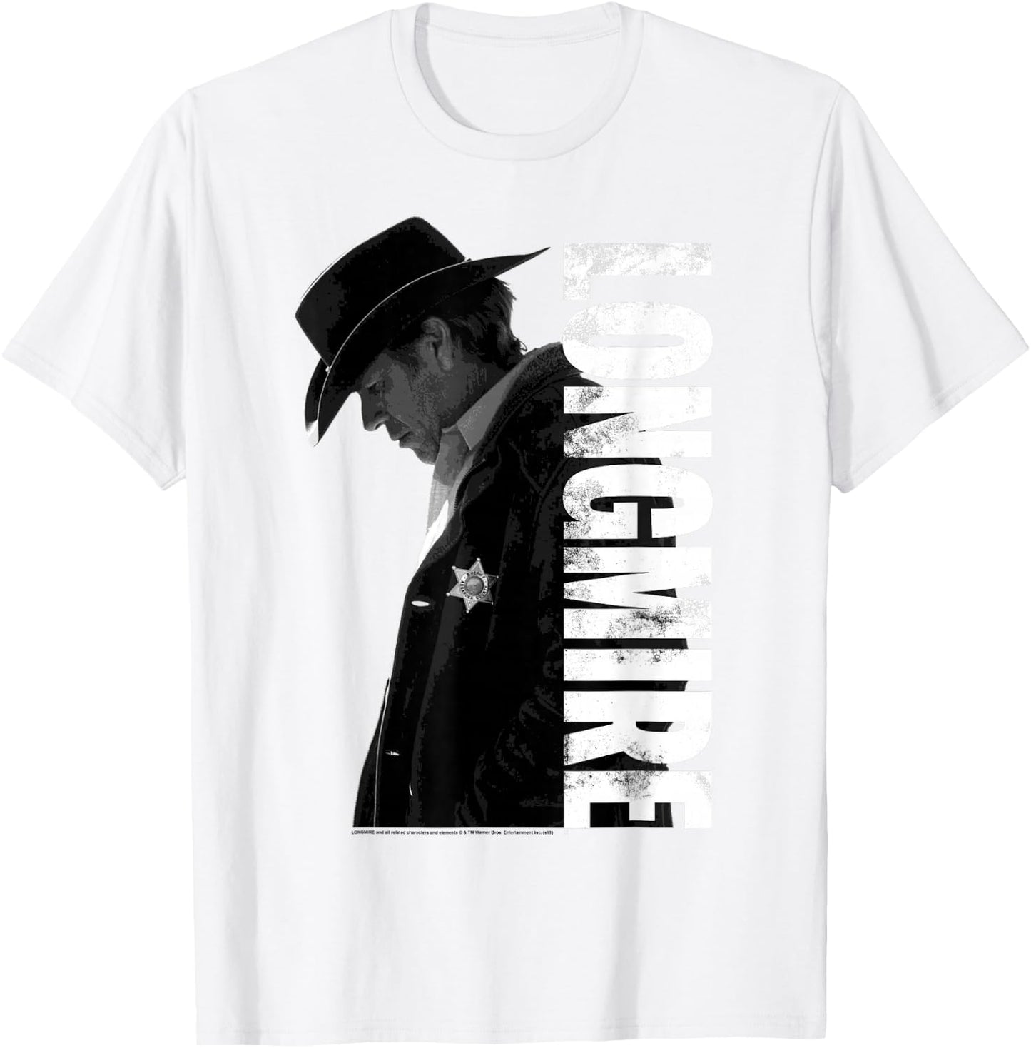Warner Bros. Longmire Profile - -Adult, Silver, Small, Short Sleeve, , Classic Fit, Cotton, Polyester T-Shirt - T-Shirt | White