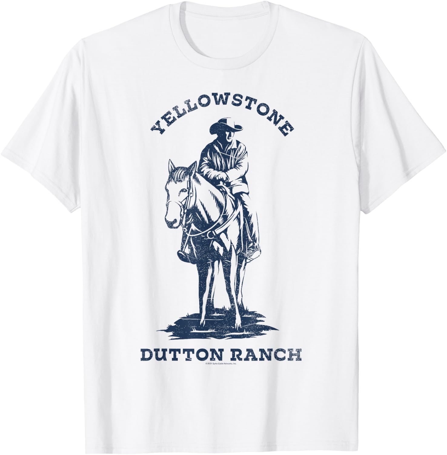 Yellowstone Navy Cowboy Dutton Ranch T-Shirt - T-Shirt | White